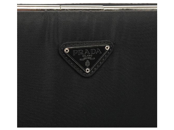 Prada Borsa a tracolla Clutch B6519 Black Tessuto Metal Nylon - vista 6