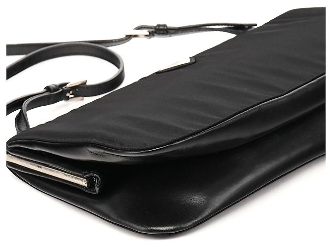 Prada Borsa a tracolla Clutch B6519 Black Tessuto Metal Nylon - vista 8