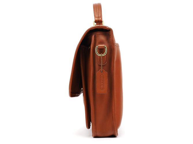 Coach Borsa Briefcase Colebrooke Turnlock in pelle Tan 5181 - vista 2