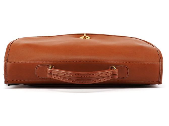 Coach Borsa Briefcase Colebrooke Turnlock in pelle Tan 5181 - vista 4