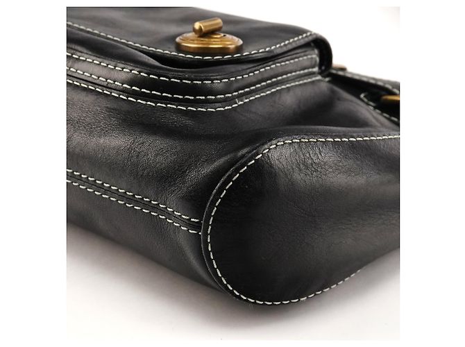 Marc Jacobs Borsa a tracolla in pelle nera con chiusura turnlock - vista 9