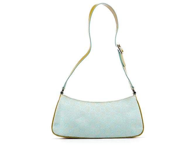 Gucci 001 4152 Borsa a Tracolla GG Azzurro e Giallo - vista 3
