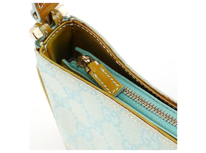 Gucci 001 4152 Borsa a Tracolla GG Azzurro e Giallo - vista 6