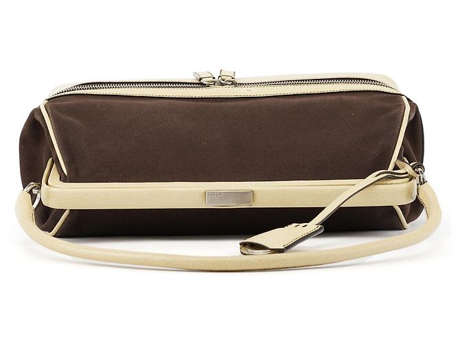 Prada Borsa a tracolla con struttura in tela marrone e beige Autunno 2000 - vista 4