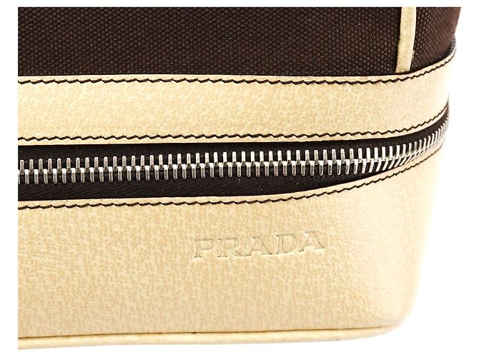 Prada Borsa a tracolla con struttura in tela marrone e beige Autunno 2000 - vista 6