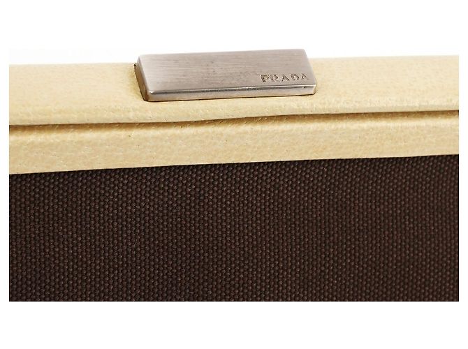 Prada Borsa a tracolla con struttura in tela marrone e beige Autunno 2000 - vista 8