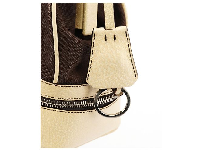 Prada Borsa a tracolla con struttura in tela marrone e beige Autunno 2000 - vista 9