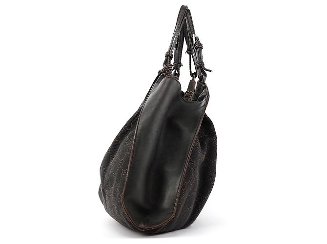 Gucci 76554 Borsa a mano arricciata in canvas GG marrone - vista 2