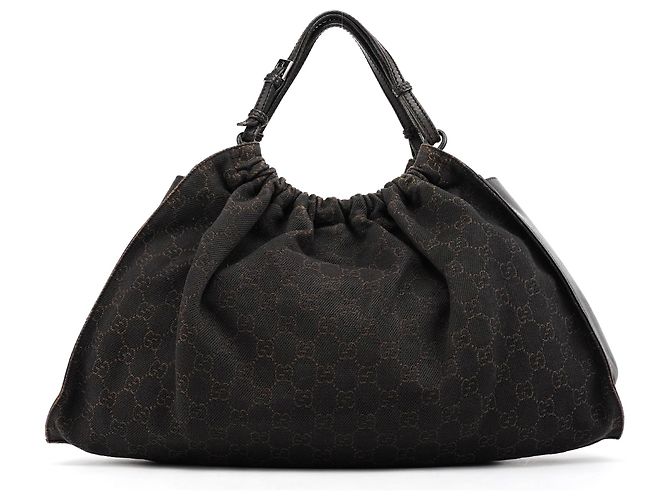 Gucci 76554 Borsa a mano arricciata in canvas GG marrone - vista 3