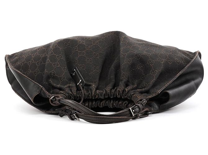 Gucci 76554 Borsa a mano arricciata in canvas GG marrone - vista 4