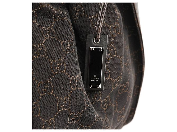 Gucci 76554 Borsa a mano arricciata in canvas GG marrone - vista 6