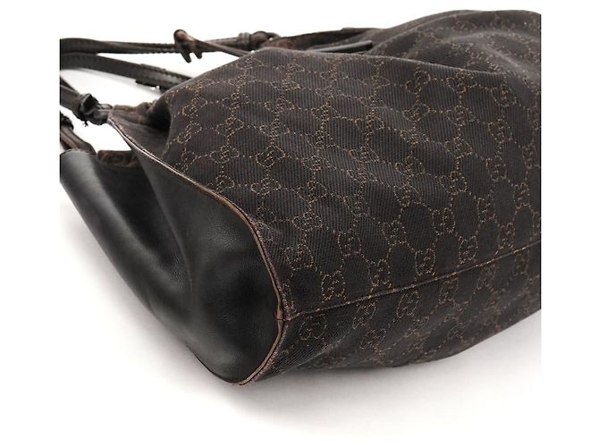Gucci 76554 Borsa a mano arricciata in canvas GG marrone - vista 7