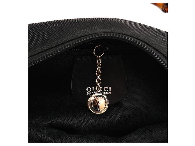 Bamboo Gucci Borsa a spalla in nylon nero con bambù - vista 11