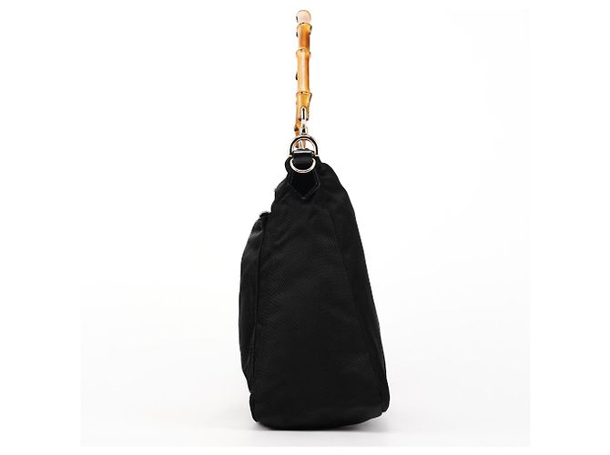 Bamboo Gucci Borsa a spalla in nylon nero con bambù - vista 2
