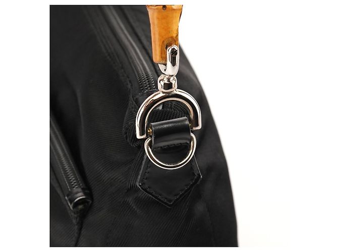 Bamboo Gucci Borsa a spalla in nylon nero con bambù - vista 7