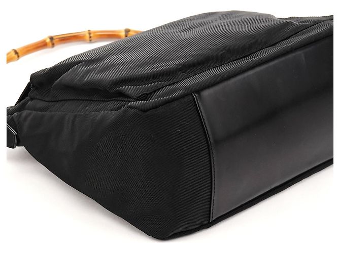 Bamboo Gucci Borsa a spalla in nylon nero con bambù - vista 8