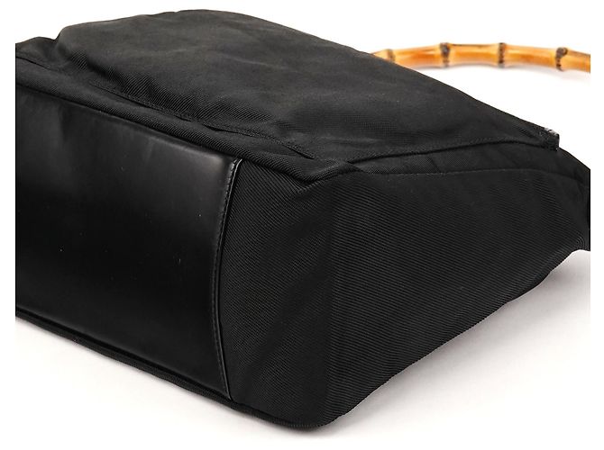 Bamboo Gucci Borsa a spalla in nylon nero con bambù - vista 9