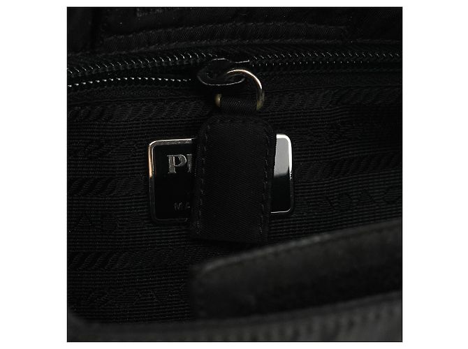 Prada Borsa a tracolla B8362 Black Tessuto Impuntu con catena in plastica - vista 10
