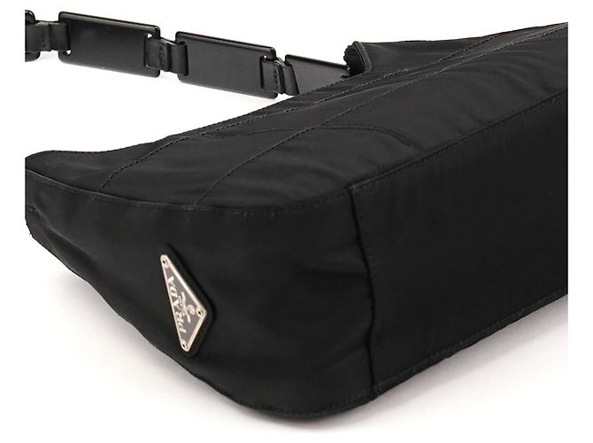 Prada Borsa a tracolla B8362 Black Tessuto Impuntu con catena in plastica - vista 6