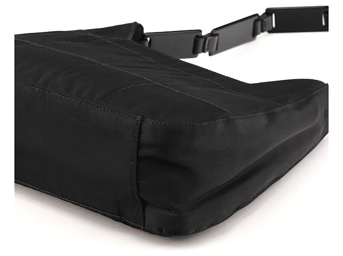 Prada Borsa a tracolla B8362 Black Tessuto Impuntu con catena in plastica - vista 7