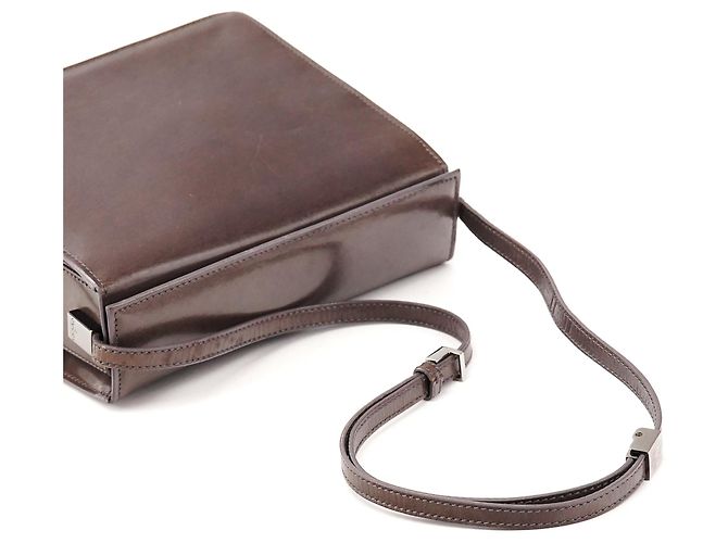 Gucci Borsa a tracolla con patta in pelle di vitello marrone - vista 10