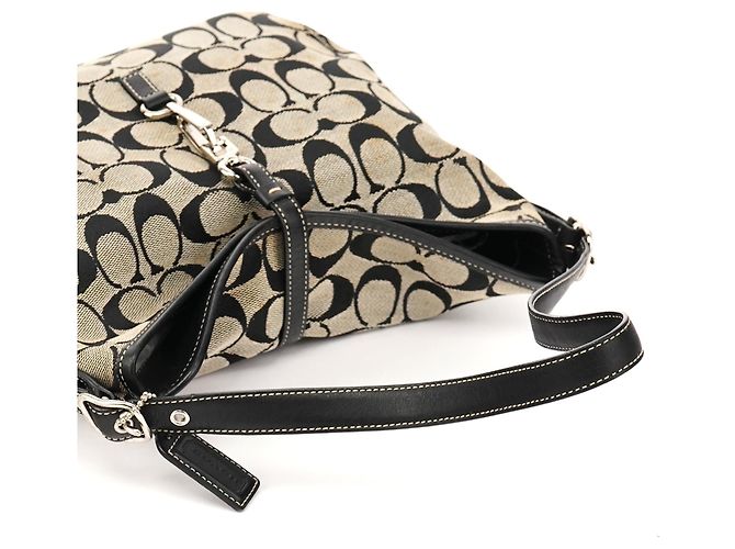 Coach Borsa a Tracolla Hobo 6845 Grey Black Signature Canvas - vista 10