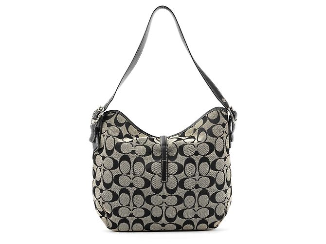 Coach Borsa a Tracolla Hobo 6845 Grey Black Signature Canvas - vista 3