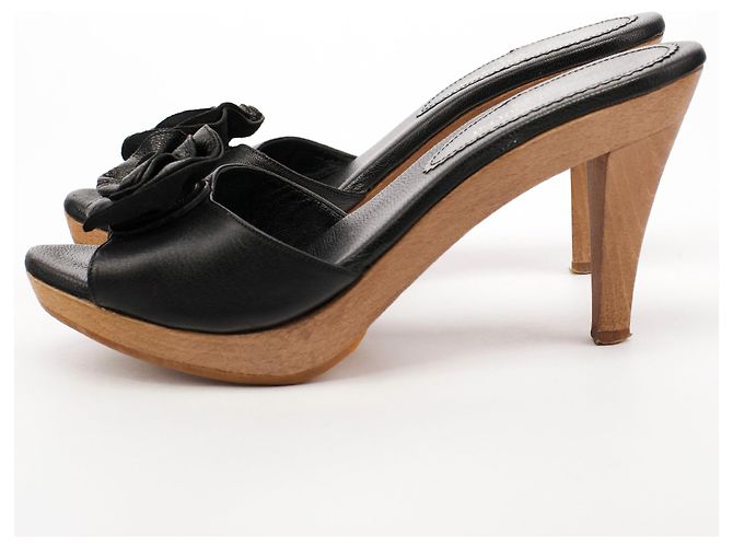 Yves Saint Laurent Mules Nadja in pelle nera Autunno 2004 EU 37 - vista 2