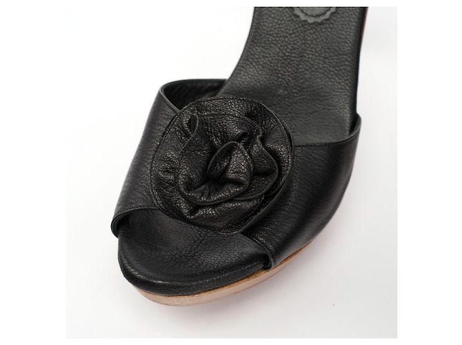 Yves Saint Laurent Mules Nadja in pelle nera Autunno 2004 EU 37 - vista 6