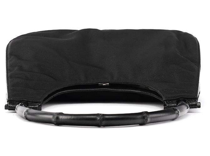 Bamboo Gucci 001 3739 Borsa a tracolla in nylon nero con bambù - vista 4