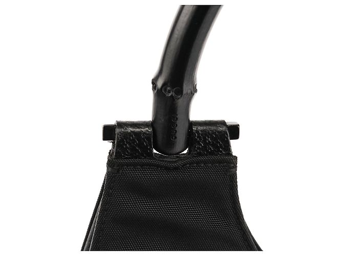 Bamboo Gucci 001 3739 Borsa a tracolla in nylon nero con bambù - vista 6