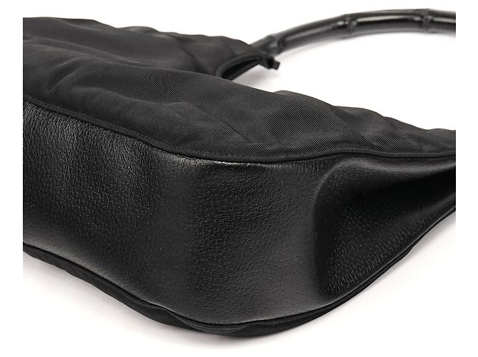 Bamboo Gucci 001 3739 Borsa a tracolla in nylon nero con bambù - vista 8