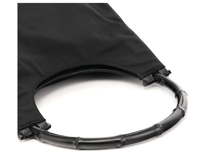Bamboo Gucci 001 3739 Borsa a tracolla in nylon nero con bambù - vista 9