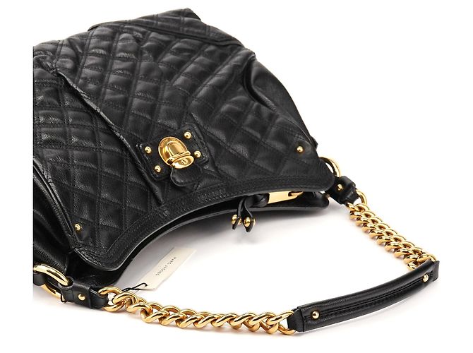 Marc Jacobs Bolsa de Ombro de Couro Acolchoado Preta com Corrente - vista 13