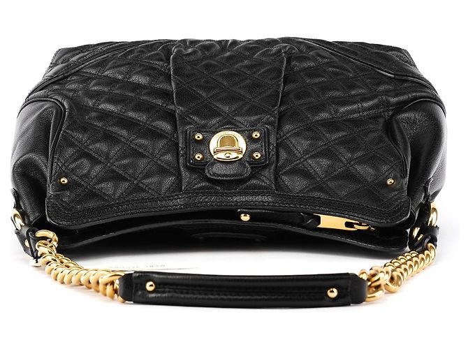 Marc Jacobs Bolsa de Ombro de Couro Acolchoado Preta com Corrente - vista 4