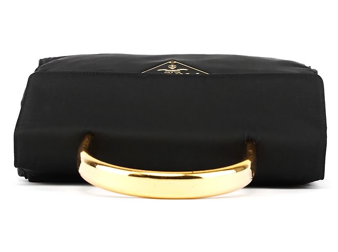 Prada Borsa Tessuto Metal con manico superiore Navy Gold - vista 3