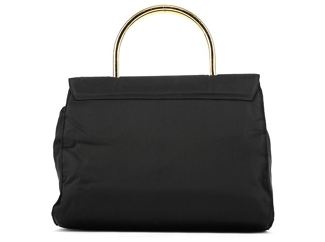 Prada Borsa Tessuto Metal con manico superiore Navy Gold - vista 4