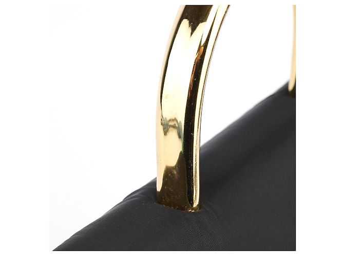 Prada Borsa Tessuto Metal con manico superiore Navy Gold - vista 9