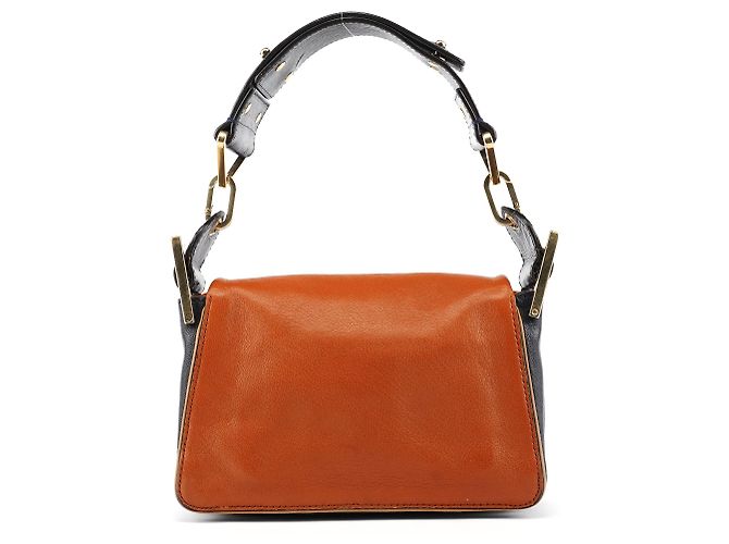 Chloé Mini borsa a tracolla in pelle blu navy e marrone chiaro - vista 3