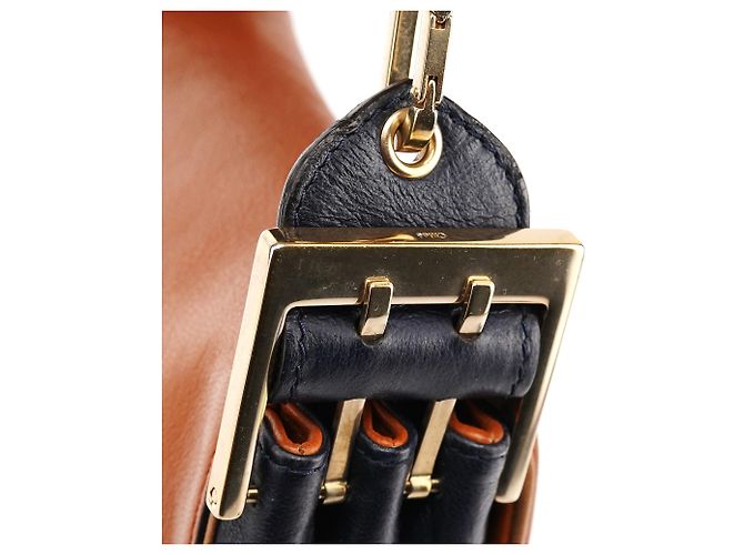 Chloé Mini borsa a tracolla in pelle blu navy e marrone chiaro - vista 6