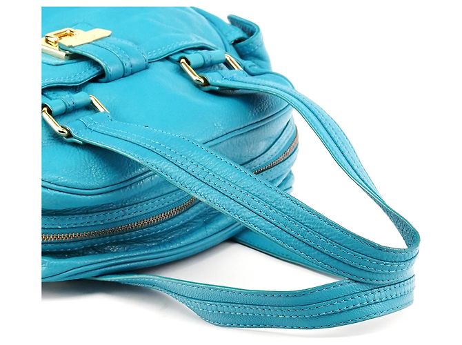 Marc by Marc Jacobs Borsa Boston Blue Leather Classic Q Baby Groovee - vista 10