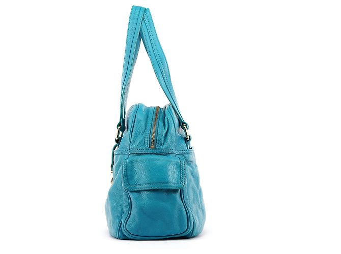 Marc by Marc Jacobs Borsa Boston Blue Leather Classic Q Baby Groovee - vista 2