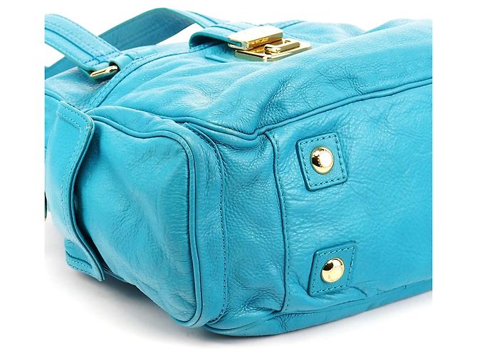 Marc by Marc Jacobs Borsa Boston Blue Leather Classic Q Baby Groovee - vista 8