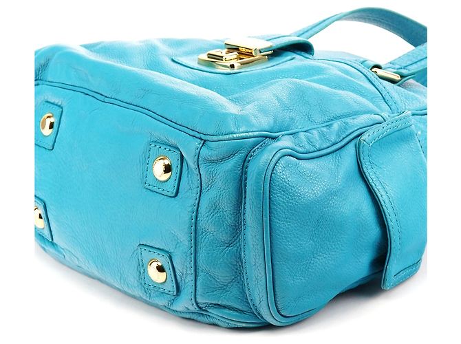Marc by Marc Jacobs Borsa Boston Blue Leather Classic Q Baby Groovee - vista 9