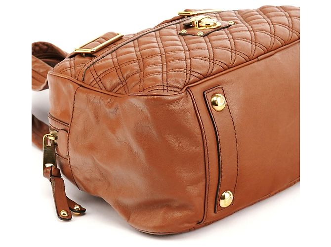 Marc Jacobs Borsa bowling in pelle trapuntata marrone chiaro - vista 10