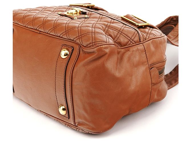 Marc Jacobs Borsa bowling in pelle trapuntata marrone chiaro - vista 11