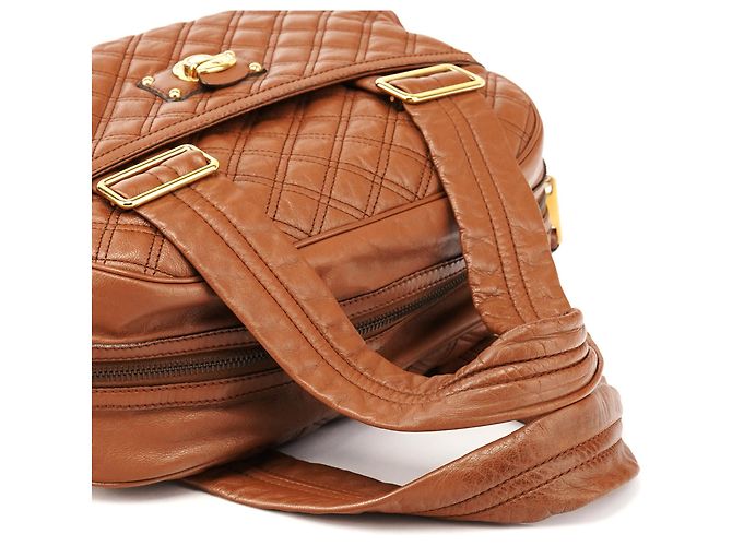 Marc Jacobs Borsa bowling in pelle trapuntata marrone chiaro - vista 12