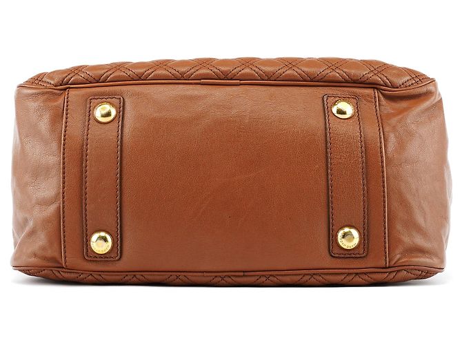 Marc Jacobs Borsa bowling in pelle trapuntata marrone chiaro - vista 5