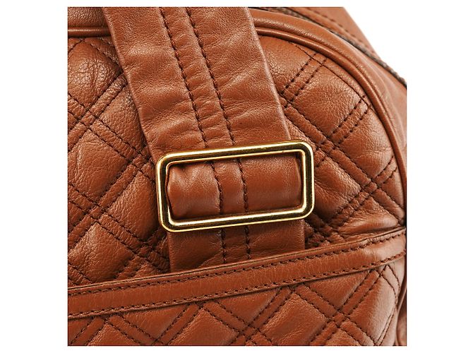 Marc Jacobs Borsa bowling in pelle trapuntata marrone chiaro - vista 7