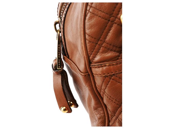 Marc Jacobs Borsa bowling in pelle trapuntata marrone chiaro - vista 9